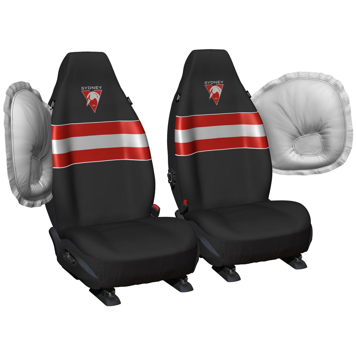 AFL Front Car Seat Covers Polyester, Black/Red - Pair PPAFLSWA6/2