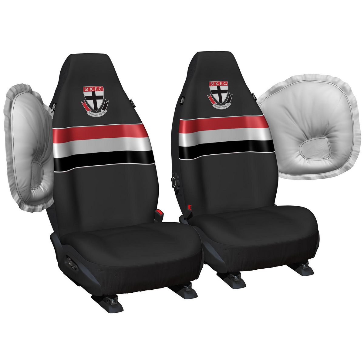 AFL Front Car Seat Covers Polyester, Black/Red - Pair PPAFLSTK6/2