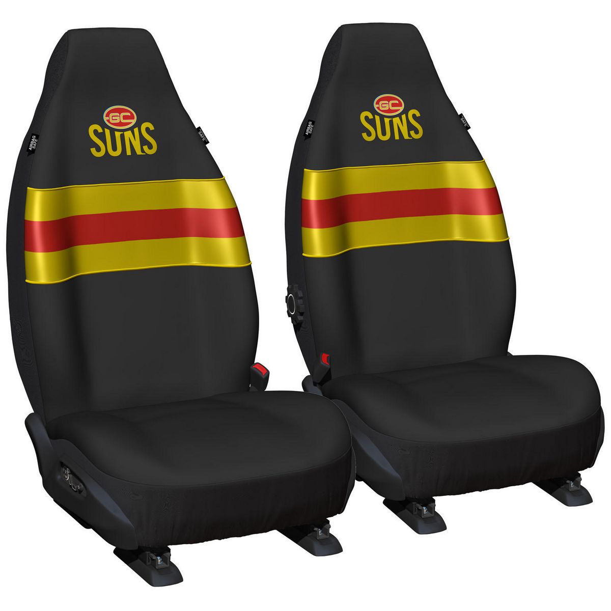 AFL Front Car Seat Covers Polyester, Black/Yellow - Pair MHAFLGGS6/2