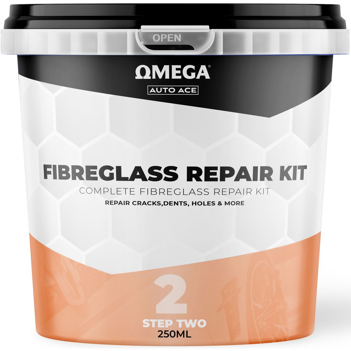 Omega Complete Fibreglass Repair Kit 250ml AA-FGR250ML