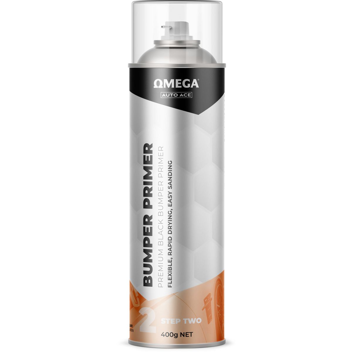 Omega Bumper Primer Aerosol Spray Premium Black 400g AA-BPB400G