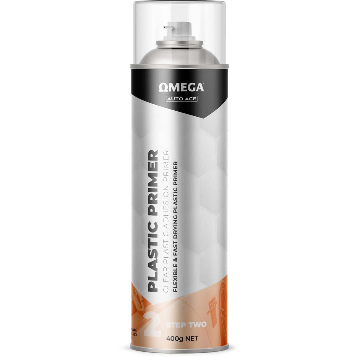Omega Clear Plastic Adhesion Primer Aerosol Spray 400g AA-PP400G