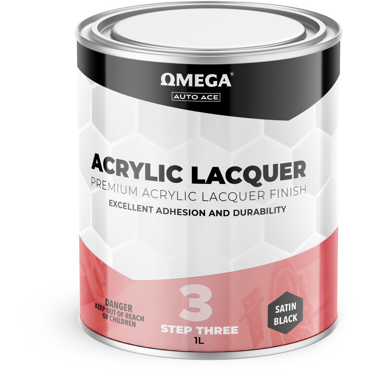 Omega Premium Acrylic Lacquer Satin Finish Black 1L AA-ALSB1L