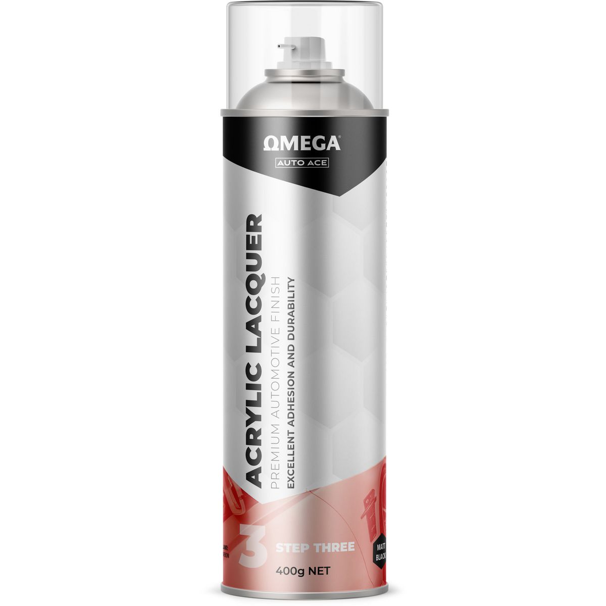 Omega Premium Acrylic Lacquer Matte Finish Black 400g AA-ALMB400G