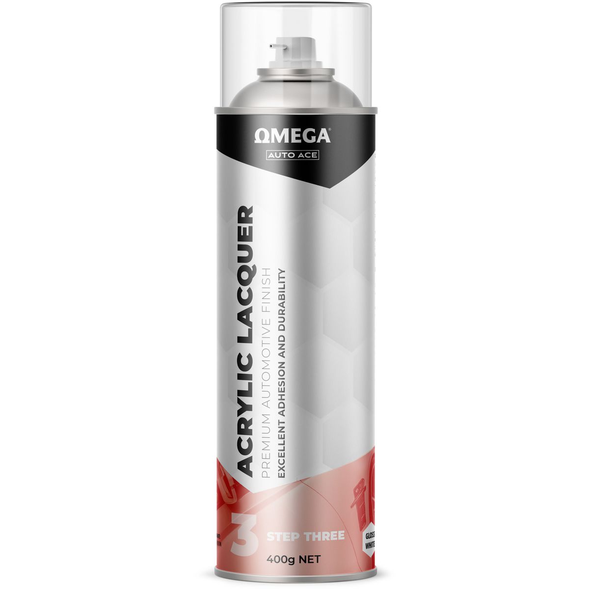 Omega Premium Acrylic Lacquer Gloss Finish White 400g AA-ALGW400G