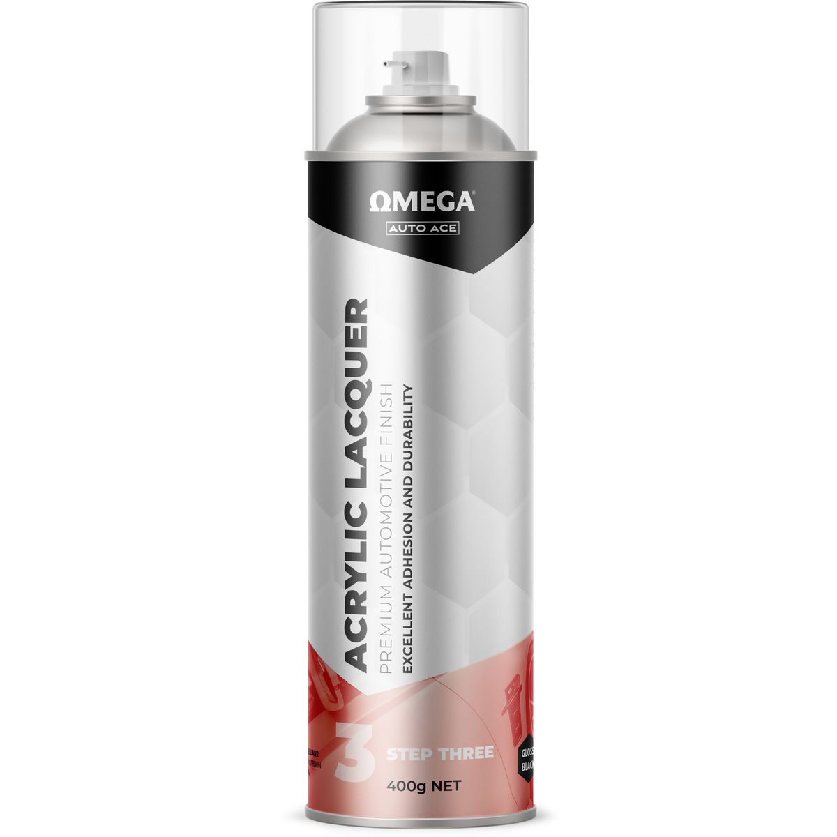Omega Premium Acrylic Lacquer Gloss Finish Black 400g AA-ALGB400G
