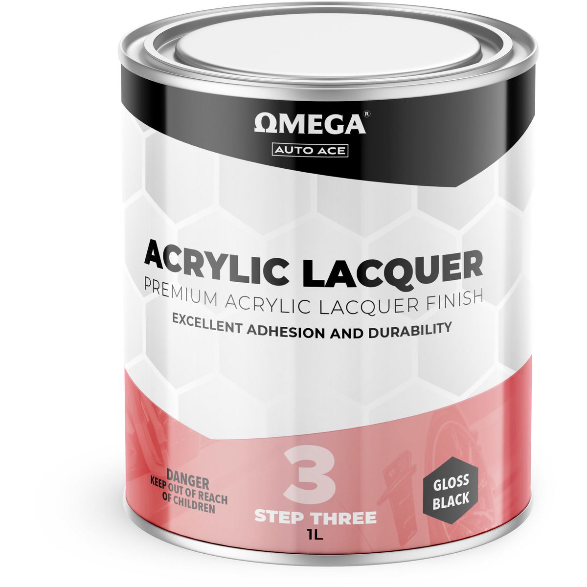 Omega Premium Acrylic Lacquer Gloss Finish Black 1L AA-ALGB1L