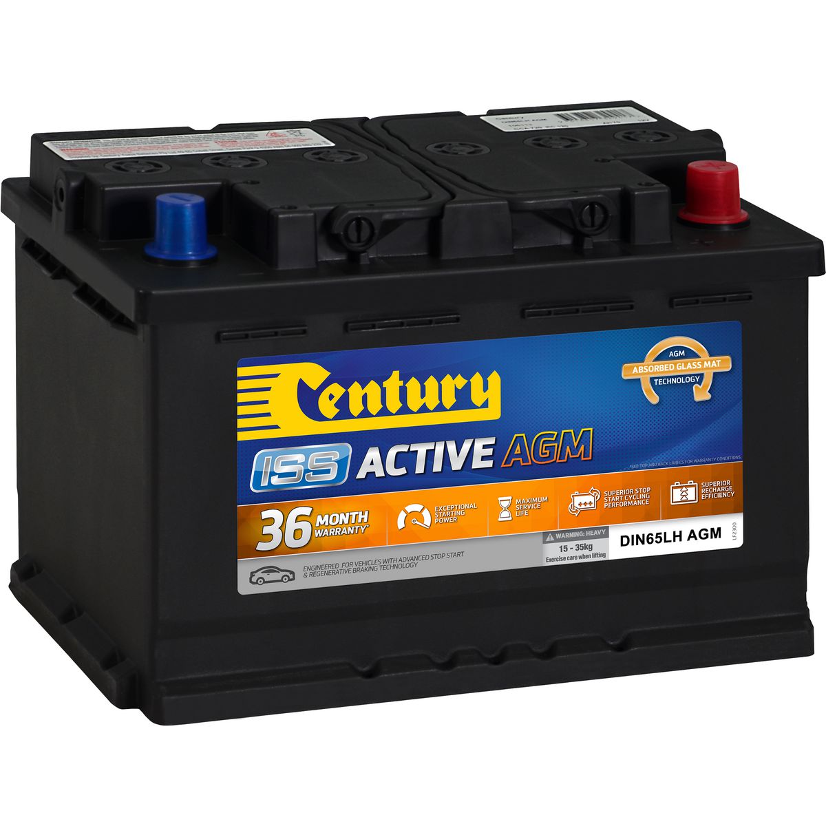 Century ISS Active AGM DIN Battery 12V 760 CCA 276L x 175W x 190H (mm) DIN65LH AGM