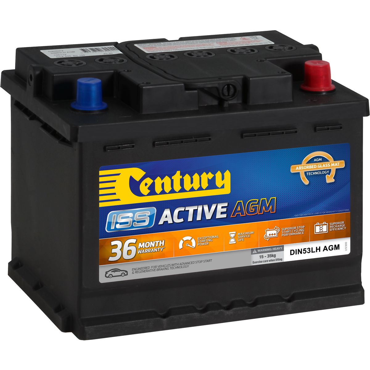 Century Batteries Century Hybrid & Iss Battery 106122 DIN53LH AGM