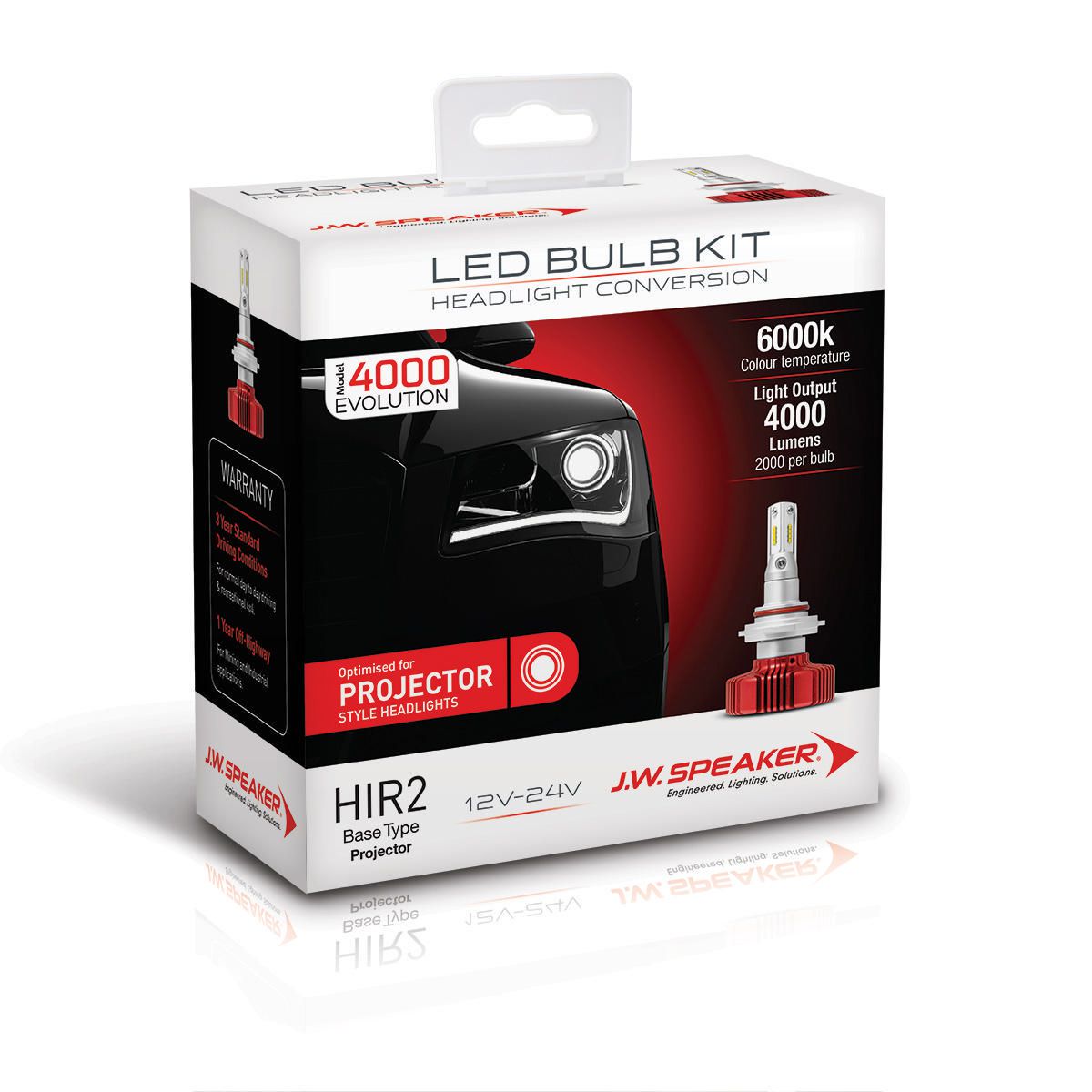 JW Speaker Invision - Led Hir2 Headlight Kit 12-24V 6000K - For Projector Lens Only 990012P