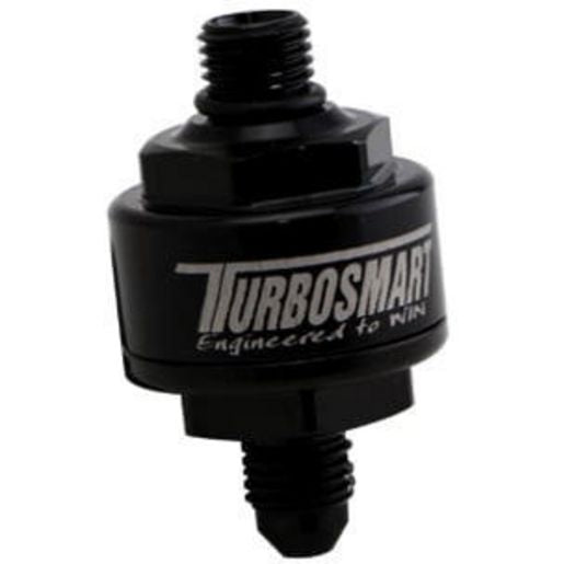 Turbosmart Billet Turbo Oil Feed Filter 44um -4AN To -4ORB (Black)