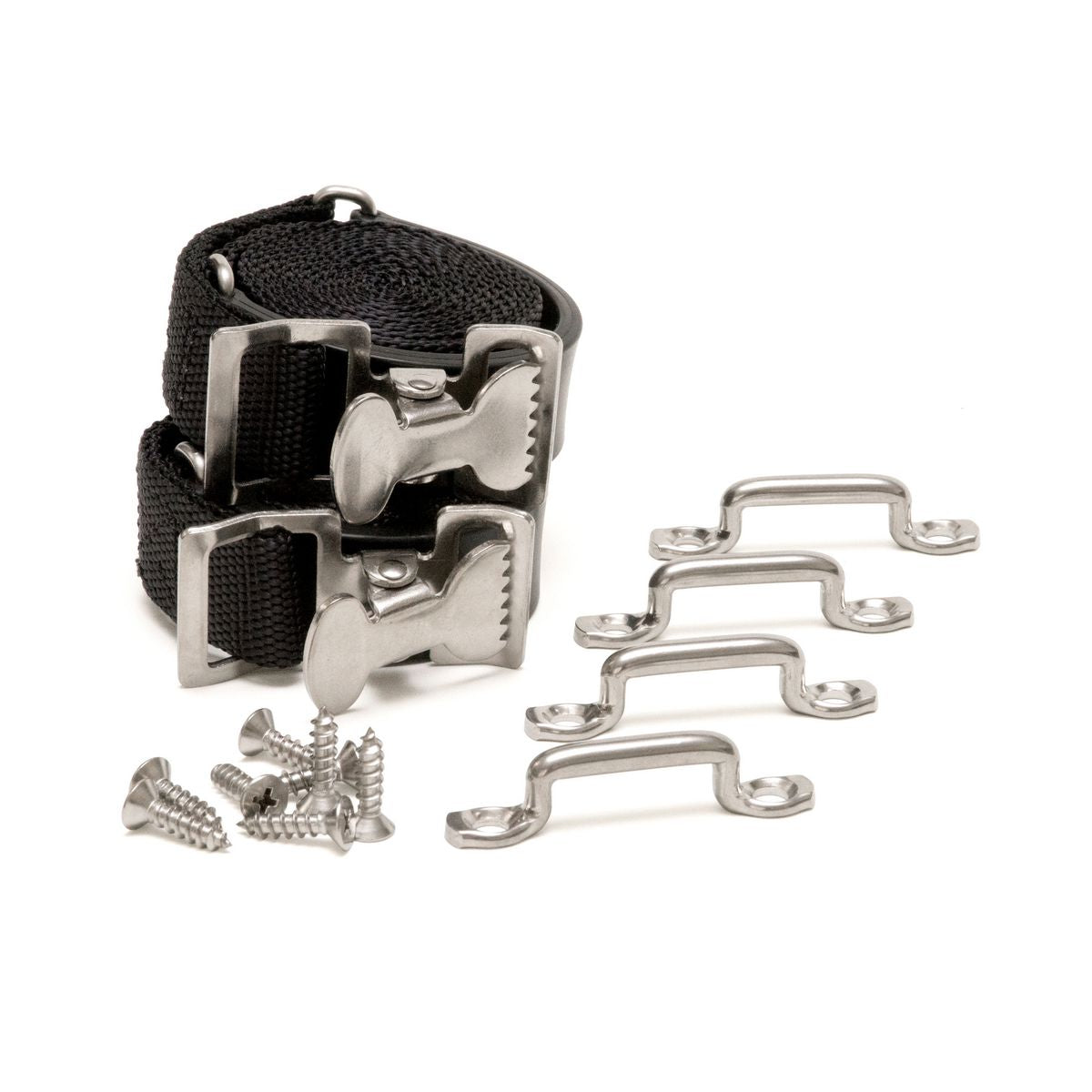 Scepter Inexpandablein Fuel Tank Hold Down Kit (Consists Of: 2 72 UV Stabilized Nylon/Rubber Straps, 4 Stainless Steel Hold Down Brackets, 8 Stainless Steel Mounting Screws) 10837