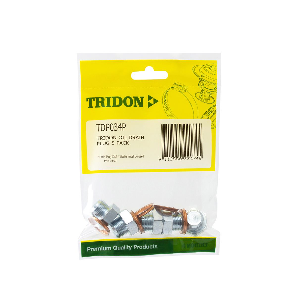 Tridon  Sump/Drain Plug 5 Pack - 3/8In X 10  - Tdp034P TDP034P