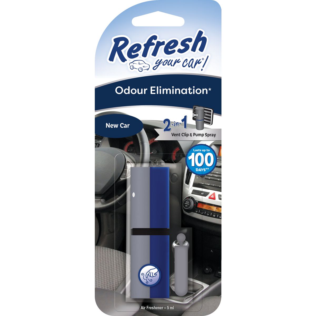 Refresh Car Air Freshener - Odour Elimination Spray New Car 1 Pack E301651500