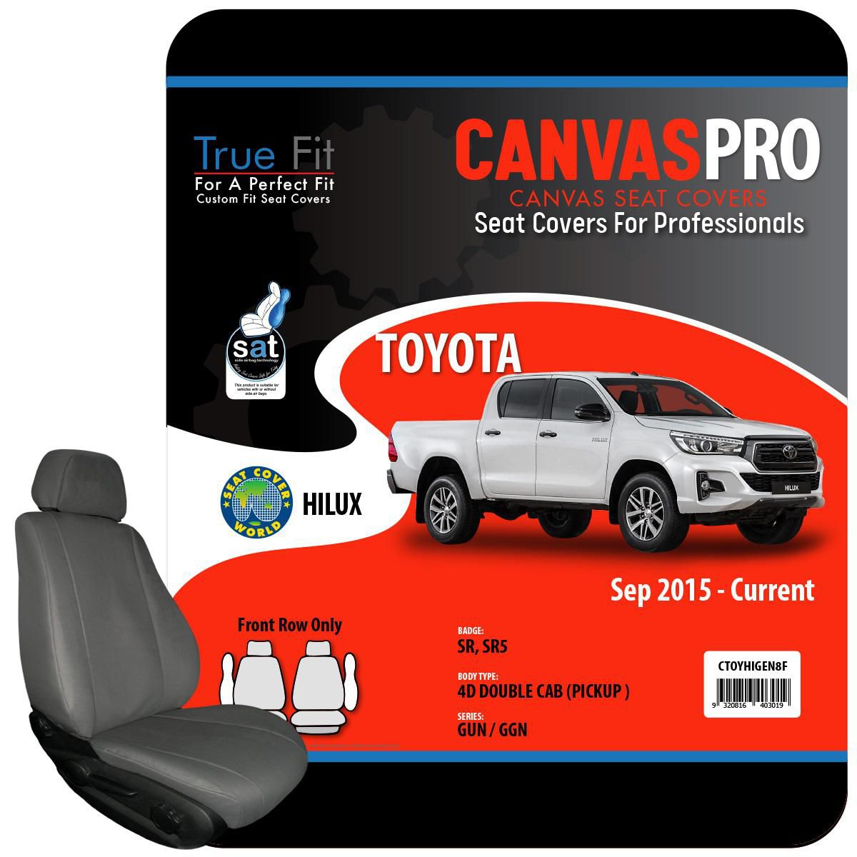 True Fit Tailored Fit Front Car Seat Covers Canvas, Charcoal - Pair CTOYHIGEN8F