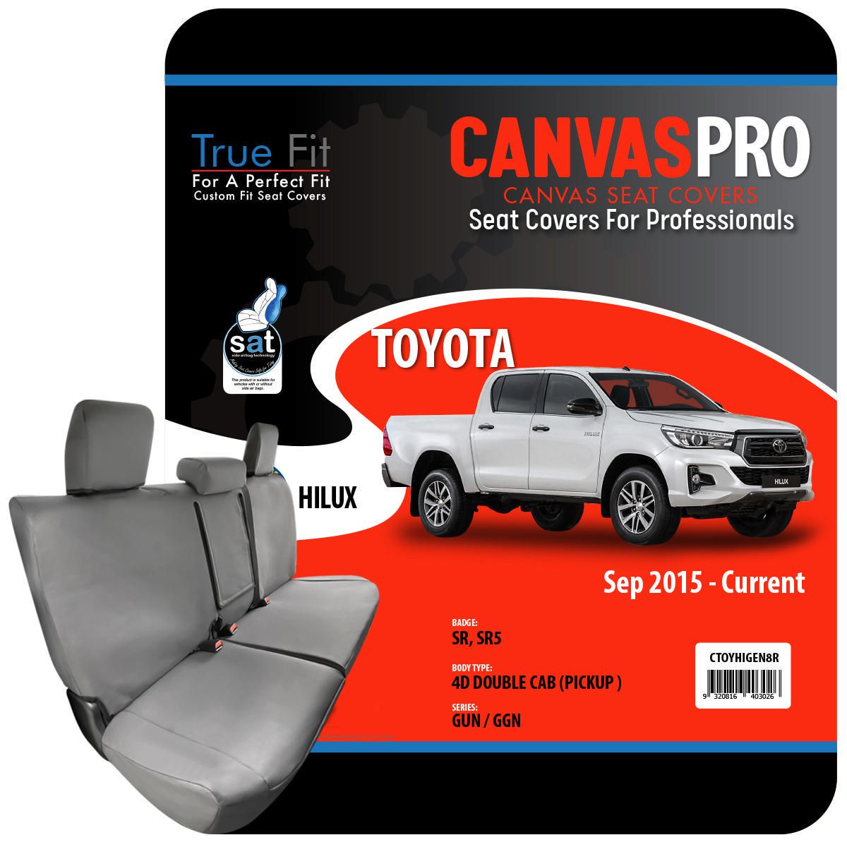 True Fit Tailored Fit Rear Car Seat Cover Canvas, Charcoal - Single CTOYHIGEN8R