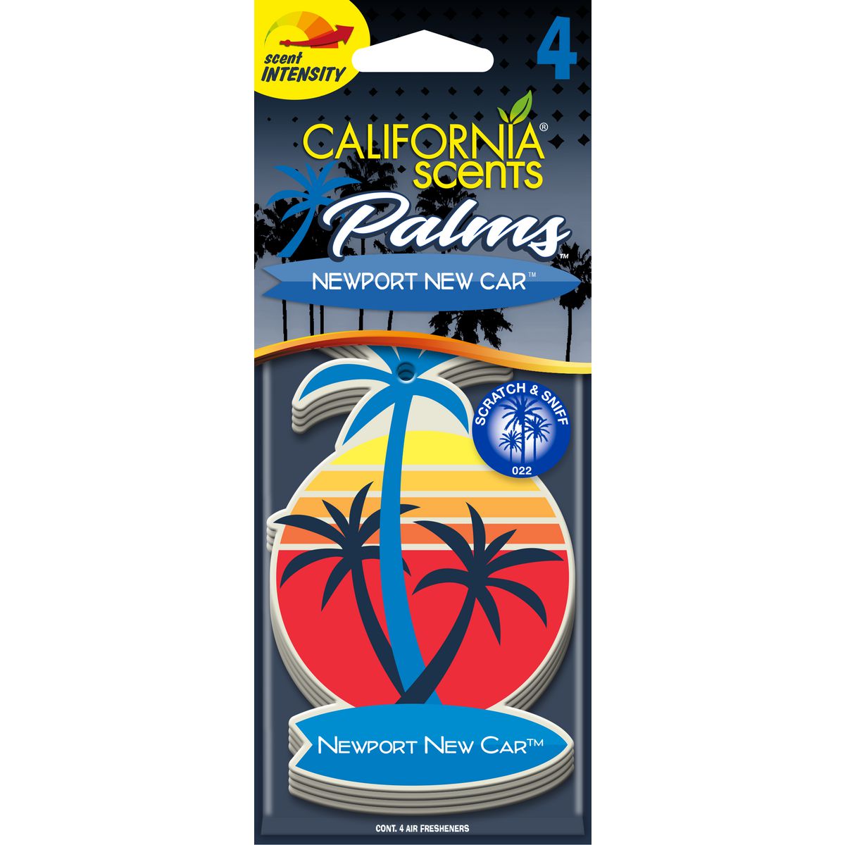 California Scents Car Air Freshener - Newport New Car Palm 4 Pack E302706400