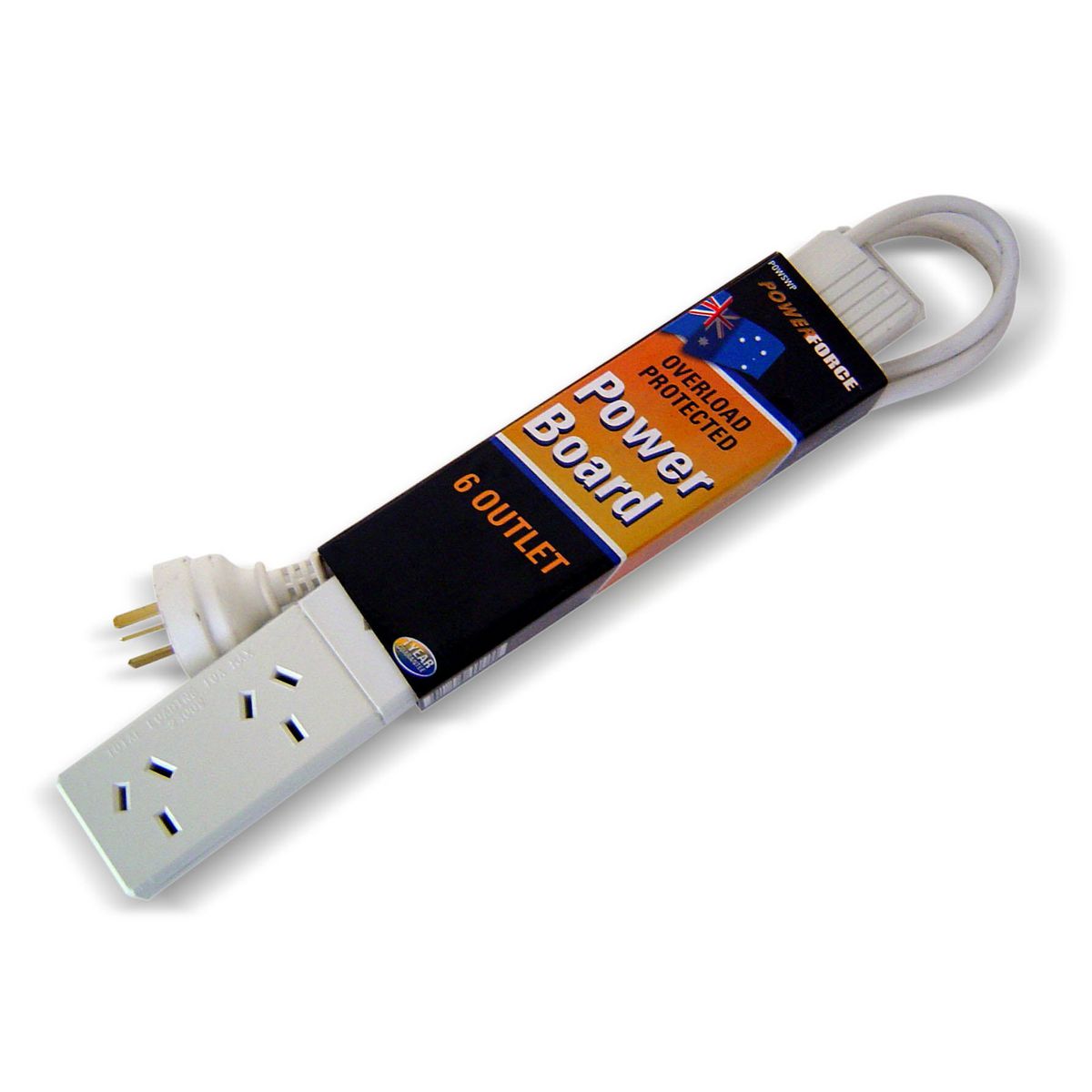 Powerforce 6 Outlet Powerboard & 1M Cable Overload Protected POWSWP