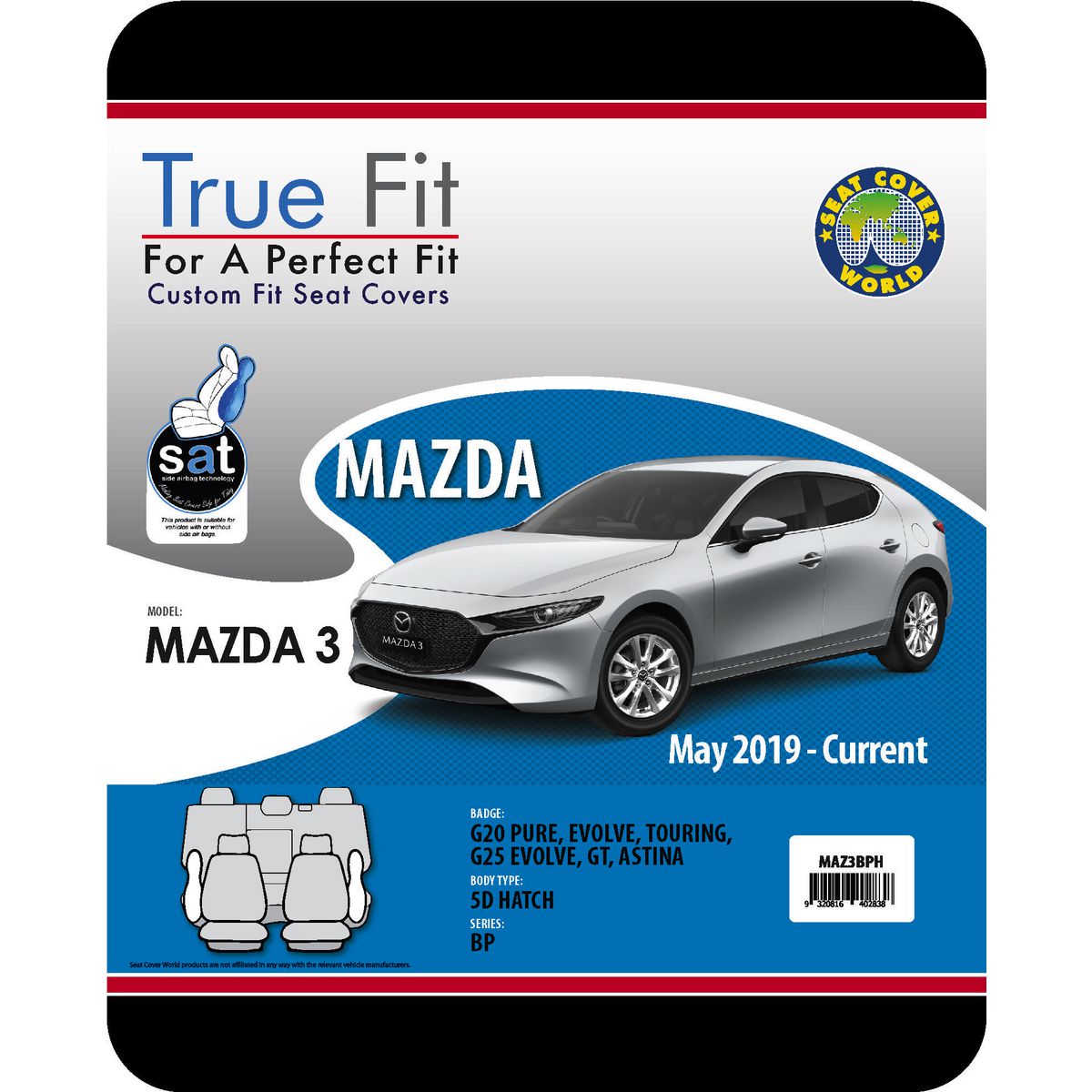 True Fit Tailored Fit Front & Rear Car Seat Covers Polyester, Black - Set MAZ3BPH