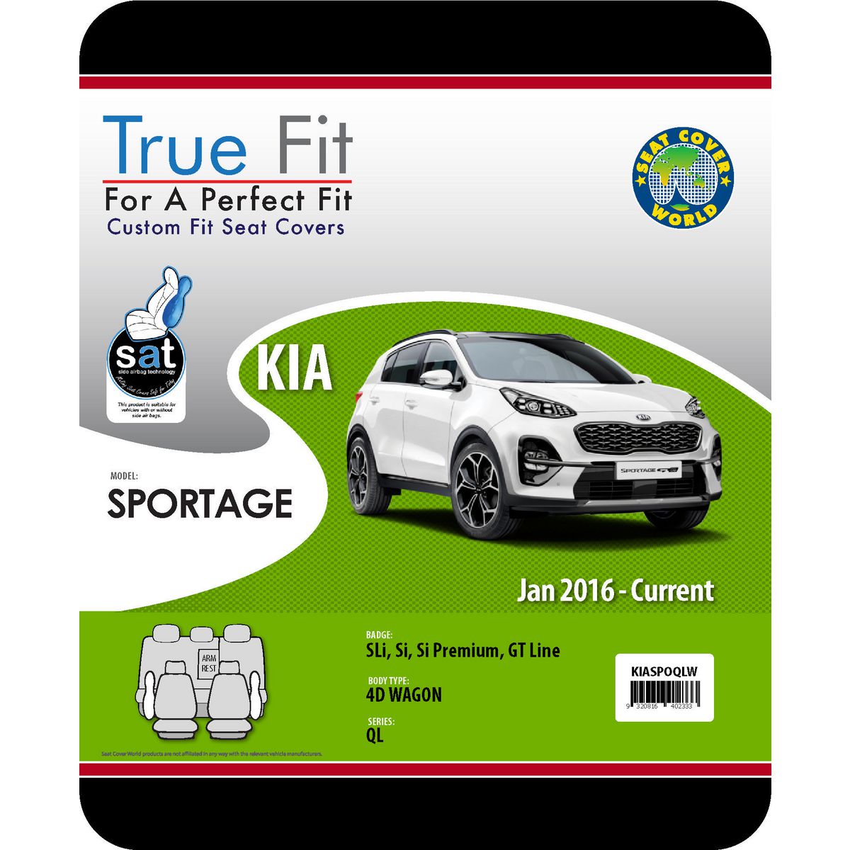 True Fit Tailored Fit Front & Rear Car Seat Covers Polyester, Black - Set KIASPOQLW