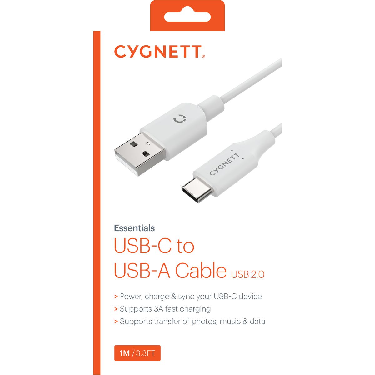 Cygnett USB-C to USB-A Cable - White CY2729PCUSA