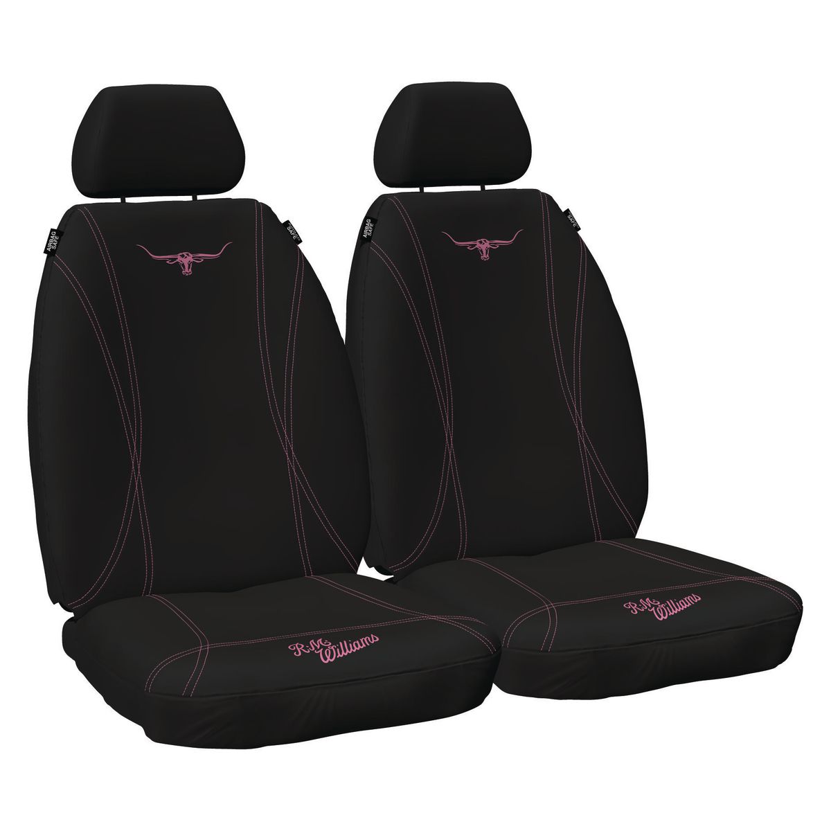 R.M. Williams Front Car Seat Covers Neoprene, Black/Pink - Pair NPRMWRB/P30