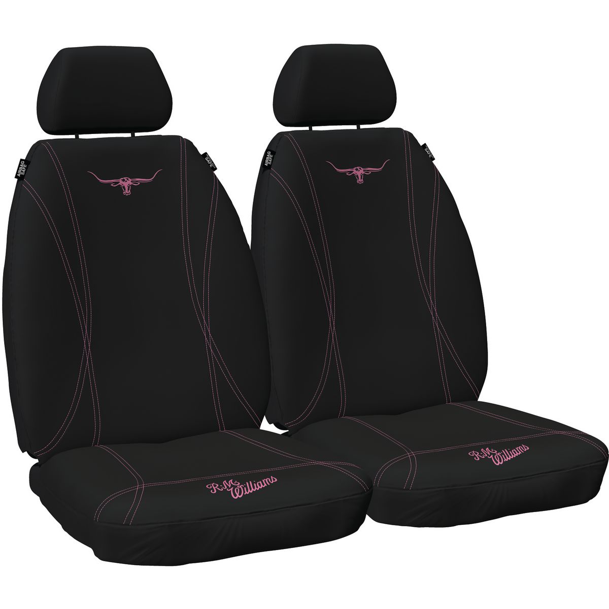 R.M. Williams Front Car Seat Covers Neoprene, Black/Pink - Pair NPRMWRB/P30