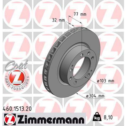 Zimmermann OE Coat Z Brake Rotor Single 304mm Front LH 460.1513.20