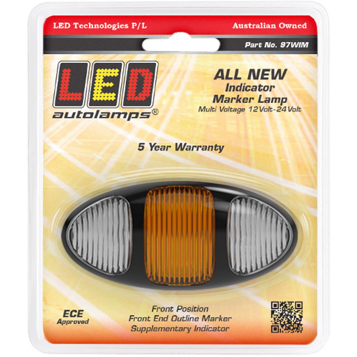 LED Autolamps Twin Function Front Marker with Supplementary Front Indicator and Black Bezel 99x47x28mm 12-24V 97WIM