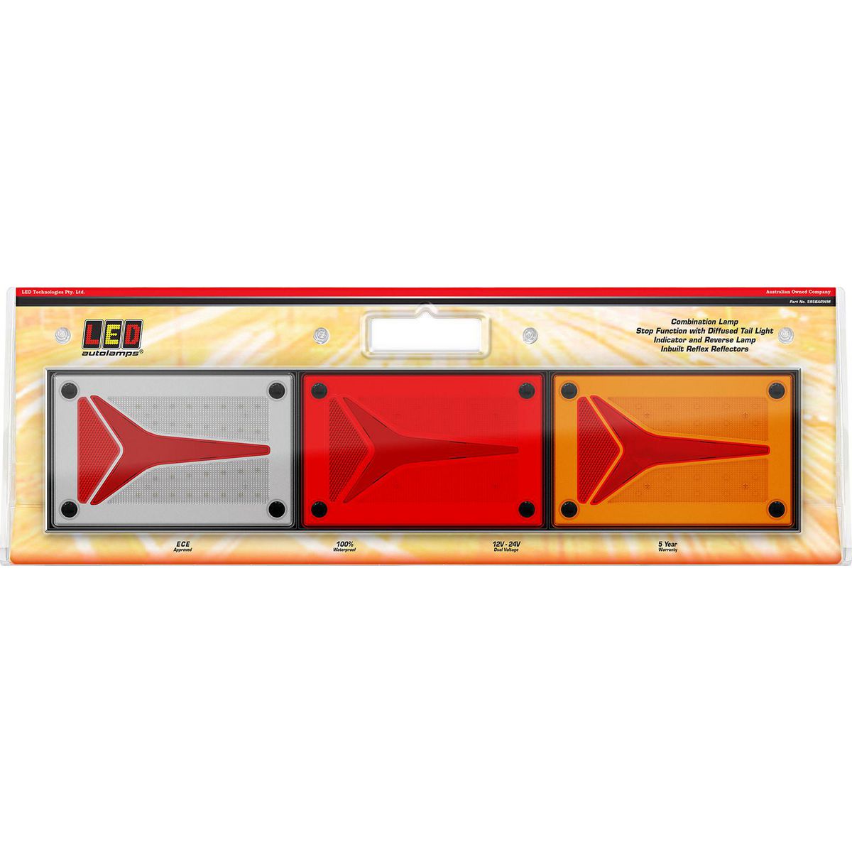 LED Autolamps Stop/Tail/Indicator/Reverse LED Light Diffused Tail Coloured Lens 595BARWM