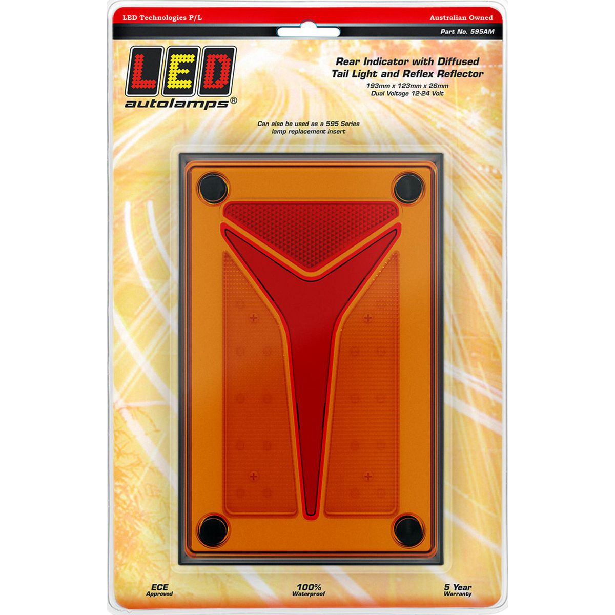 LED Autolamps Indicator Lamp with Diffused Tail Function Coloured Lens 12-24V 595AM