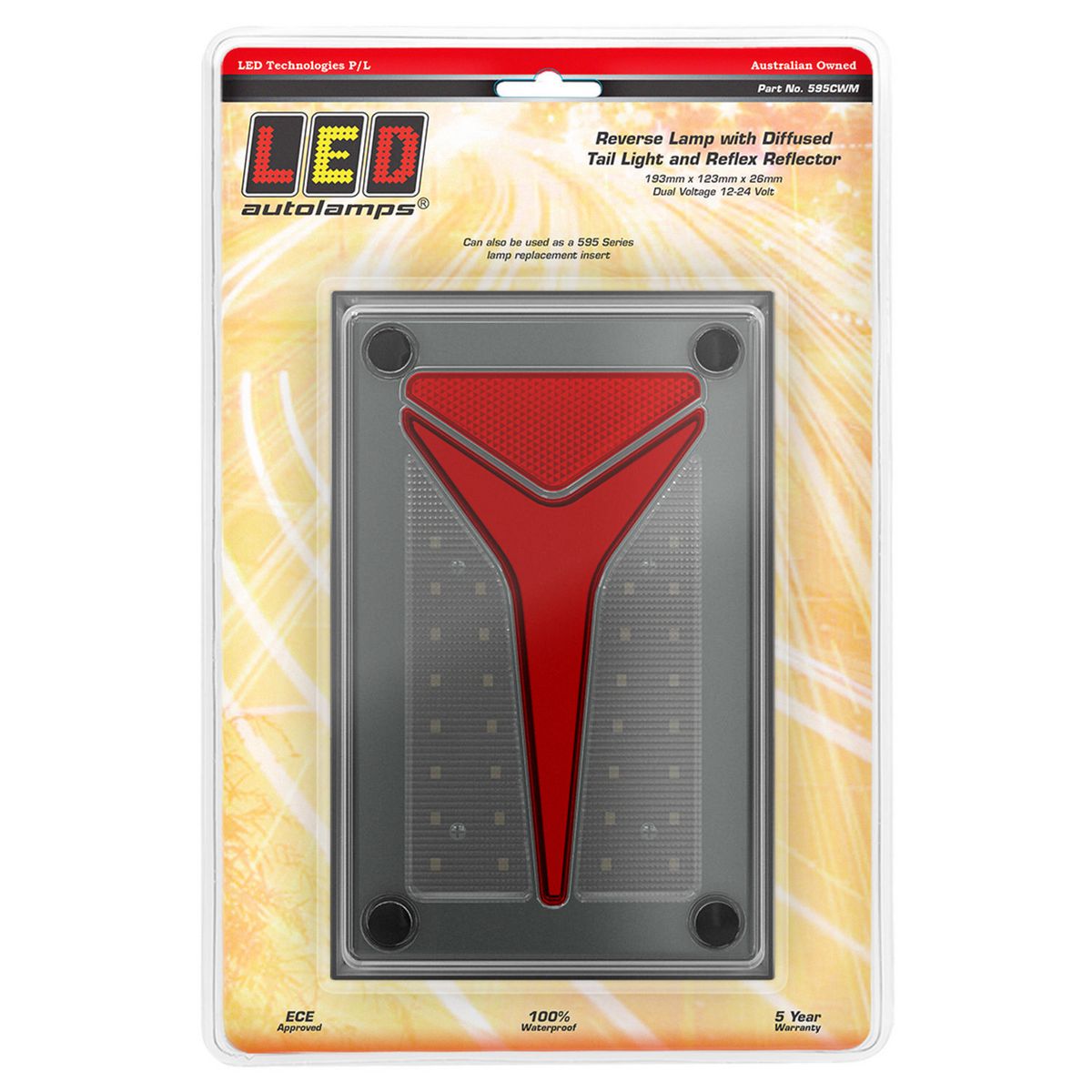 LED Autolamps Single reverse lamp/diffused tail function 595CWM