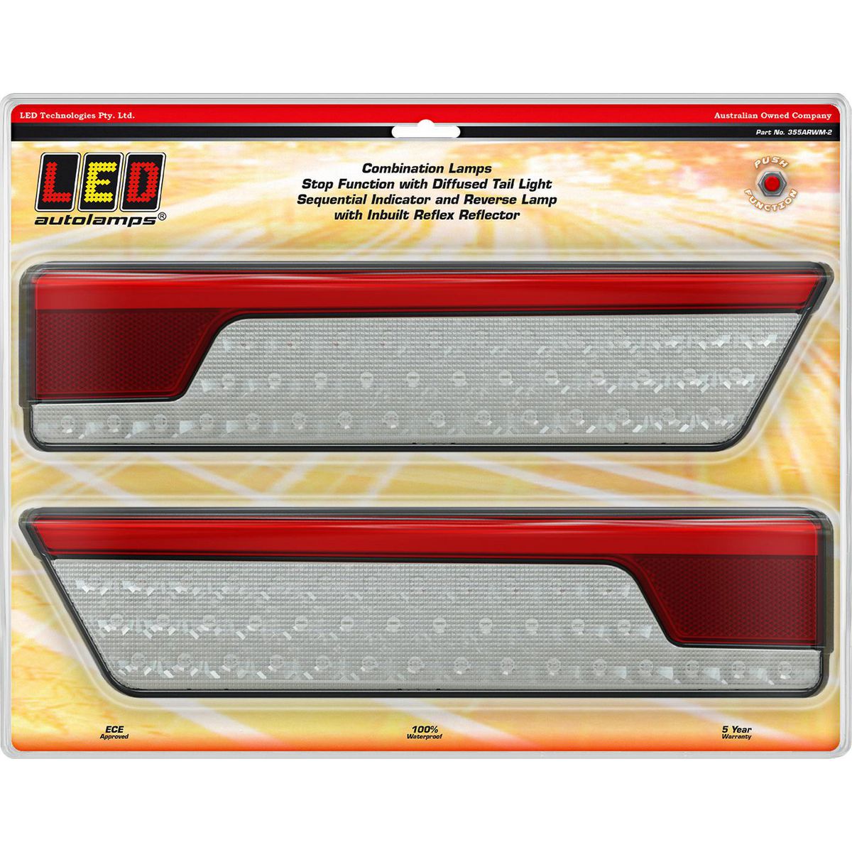 LED Autolamps 	Chrome, Twin Blister Led Light 355ARWM-2