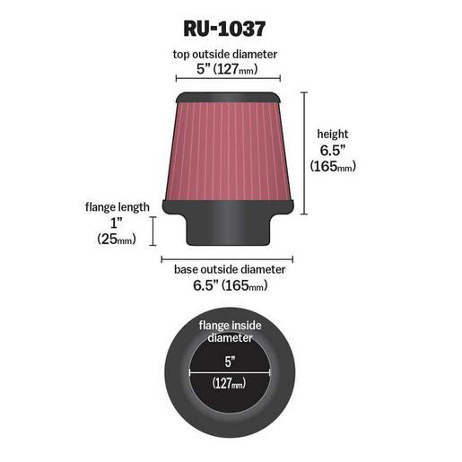K&N Universal Clamp-On Air Filter KNRU-1037