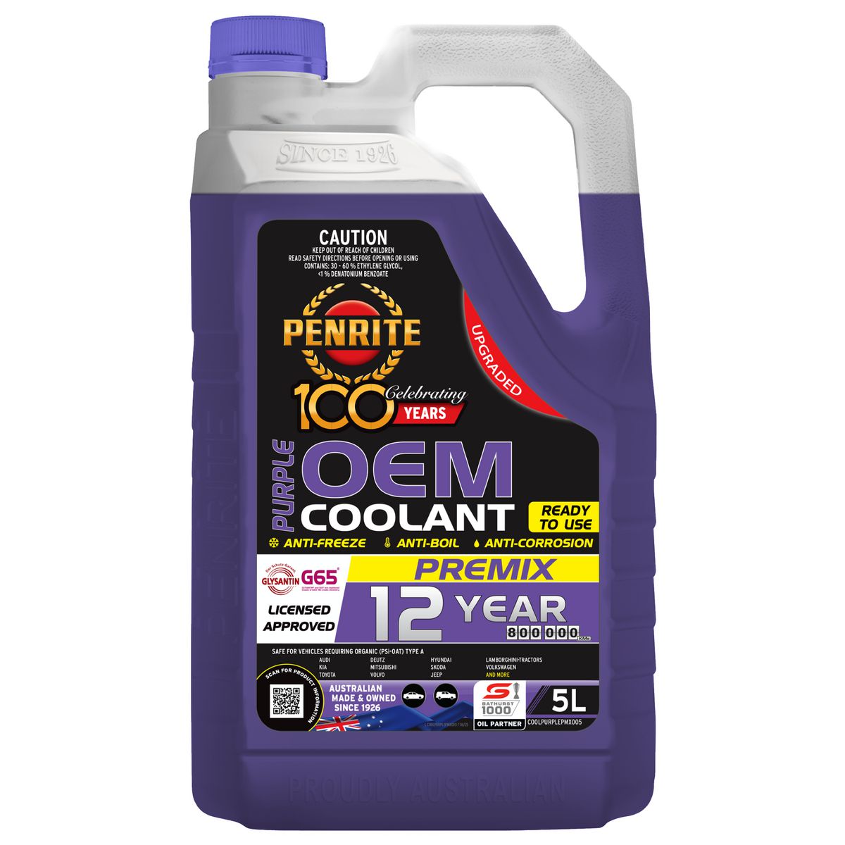 Penrite Purple OEM Genuine Coolant Premix 5L COOLPURPLEPMX005