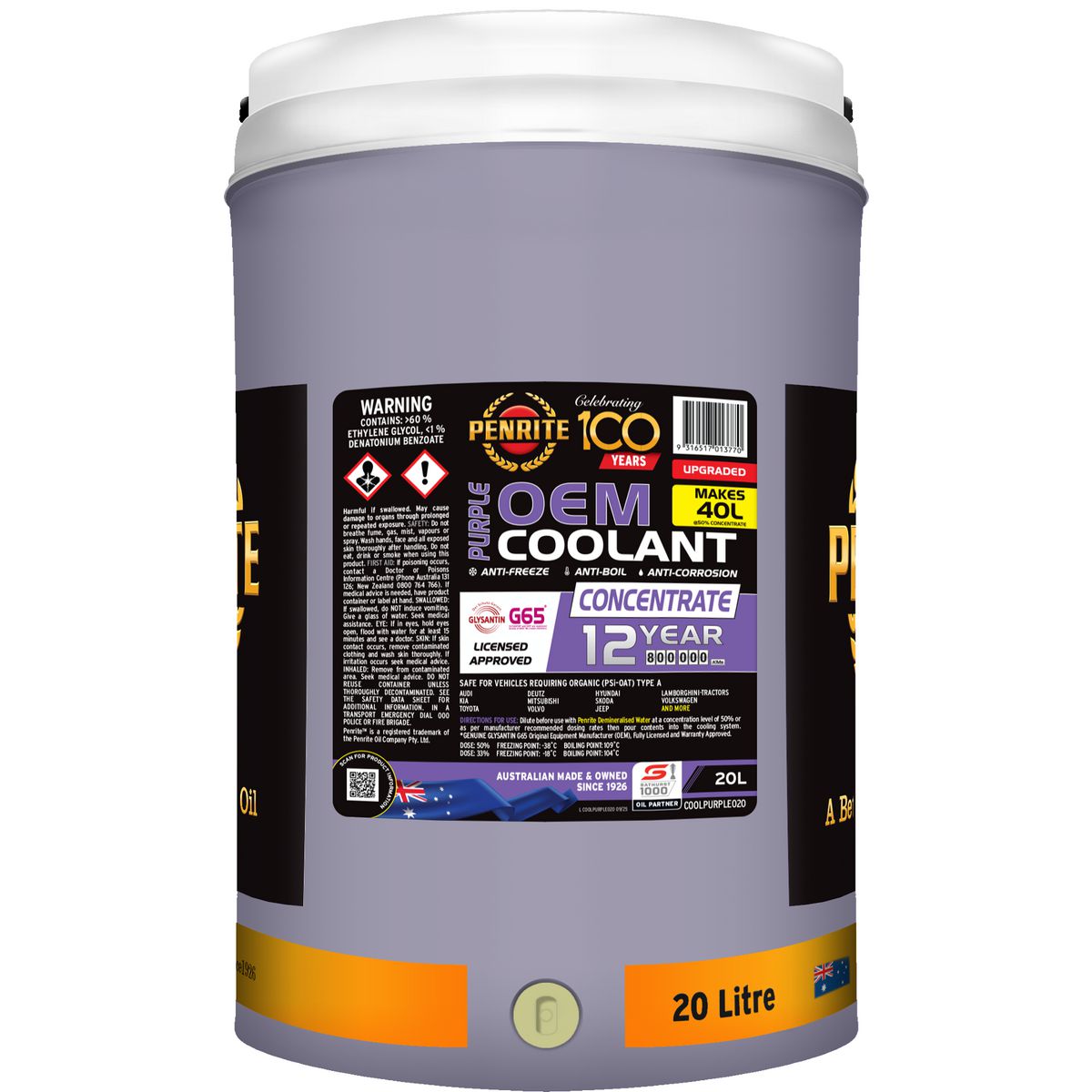 Penrite Purple OEM Genuine Coolant Concentrate 20L COOLPURPLE020