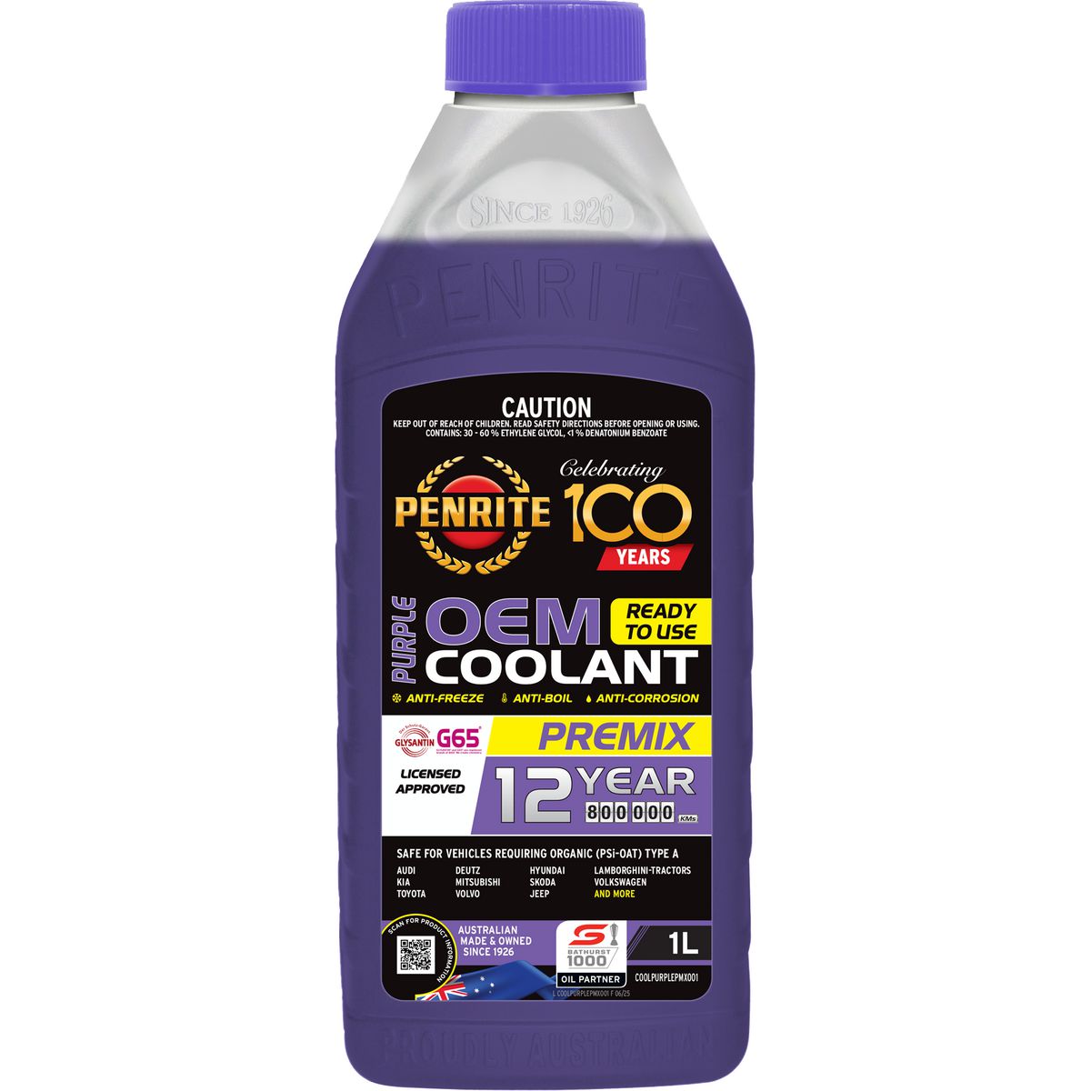 Penrite Purple OEM Genuine Coolant Premix 1L COOLPURPLEPMX001