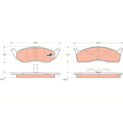 TRW DTEC Brake Pad Set Front GDB1236DT