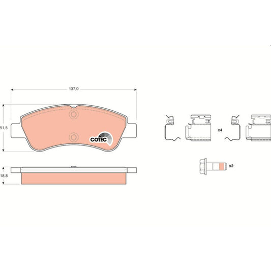 TRW Cotec Brake Pad Set Front GDB1677