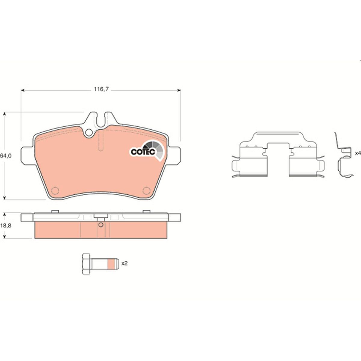 TRW Cotec Brake Pad Set Front GDB1629