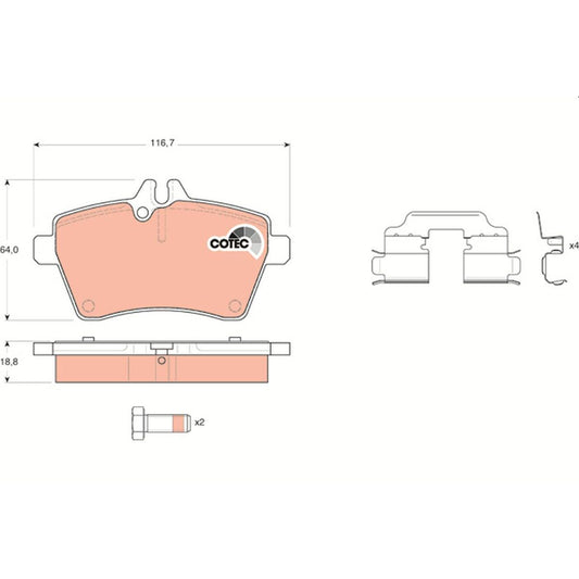 TRW Cotec Brake Pad Set Front GDB1629