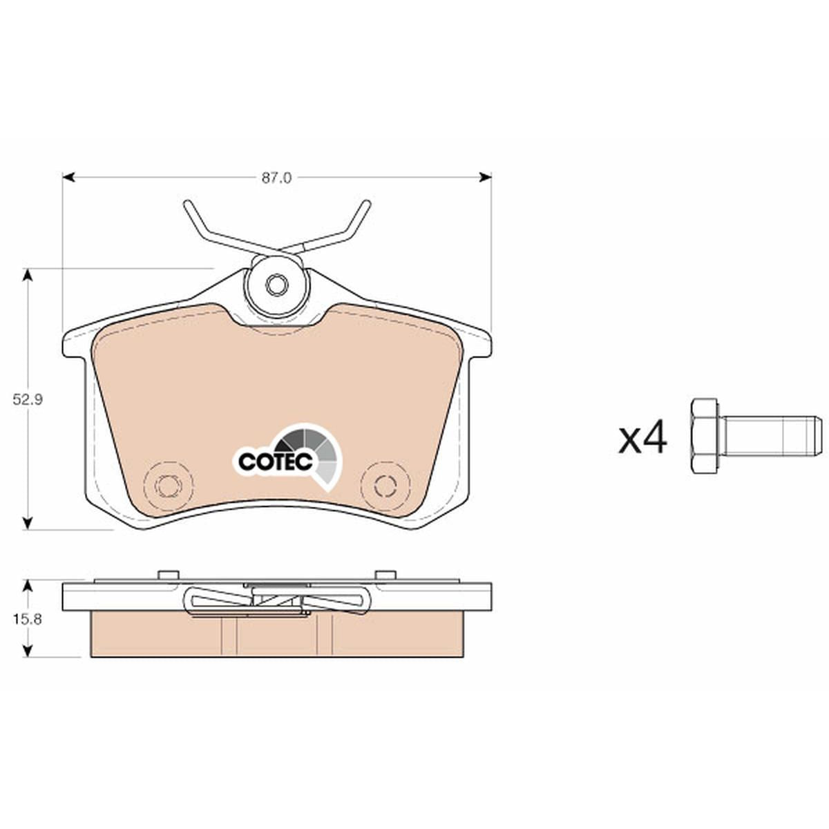 TRW Cotec Brake Pad Set Rear GDB1973