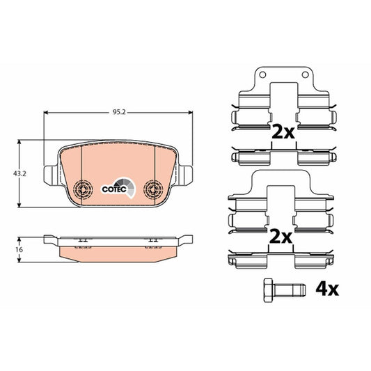 TRW Cotec Brake Pad Set Rear GDB1709