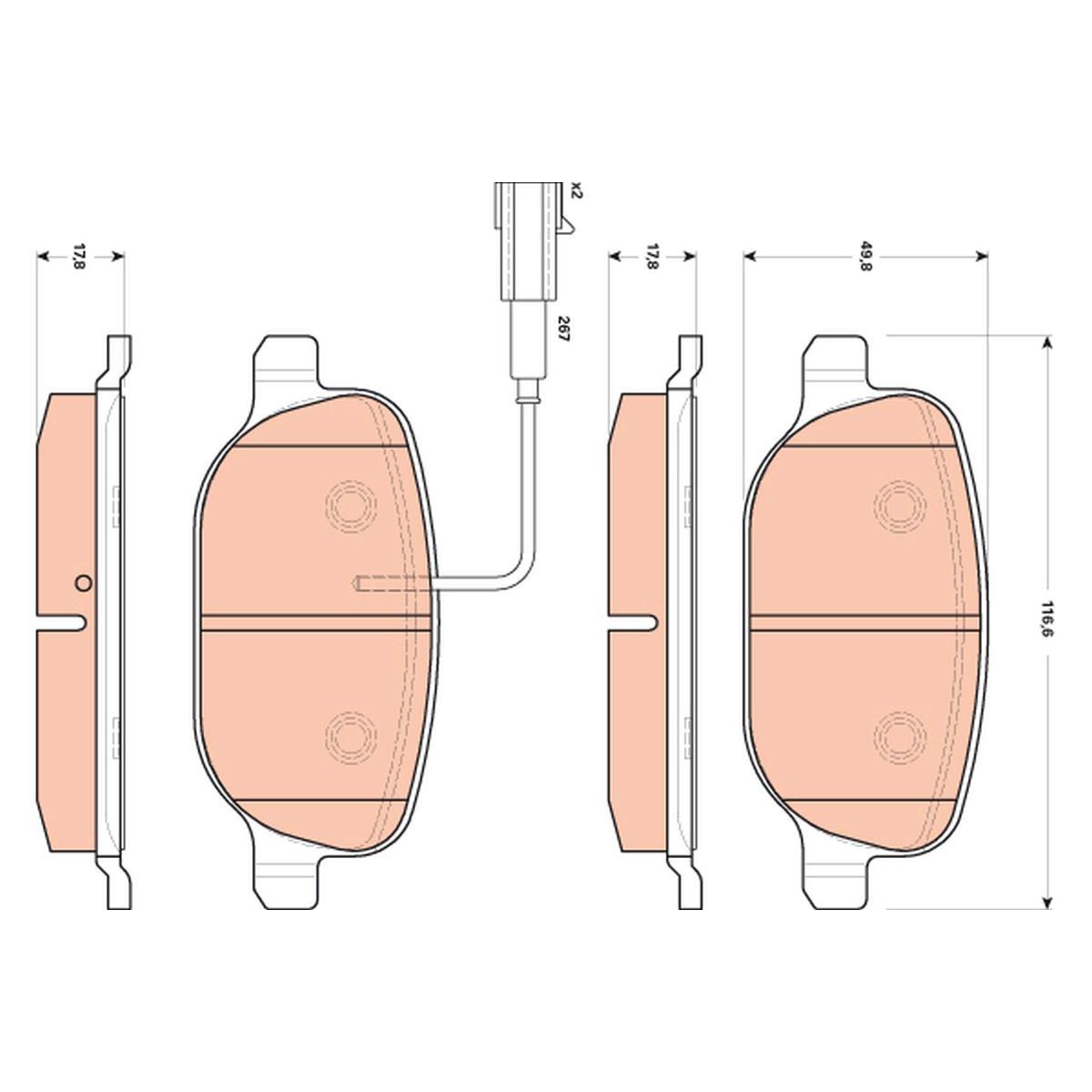 TRW Brake Pad Set With Sensor GDB1851