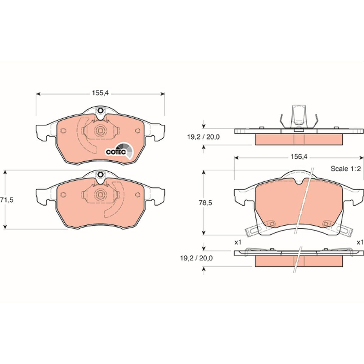 TRW Cotec Brake Pad Set Front GDB1350