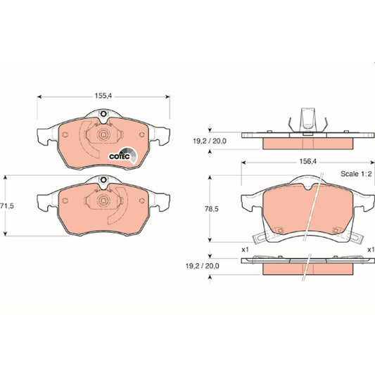 TRW Cotec Brake Pad Set Front GDB1350