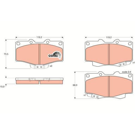 TRW DTEC Brake Pad Set Front GDB797DT