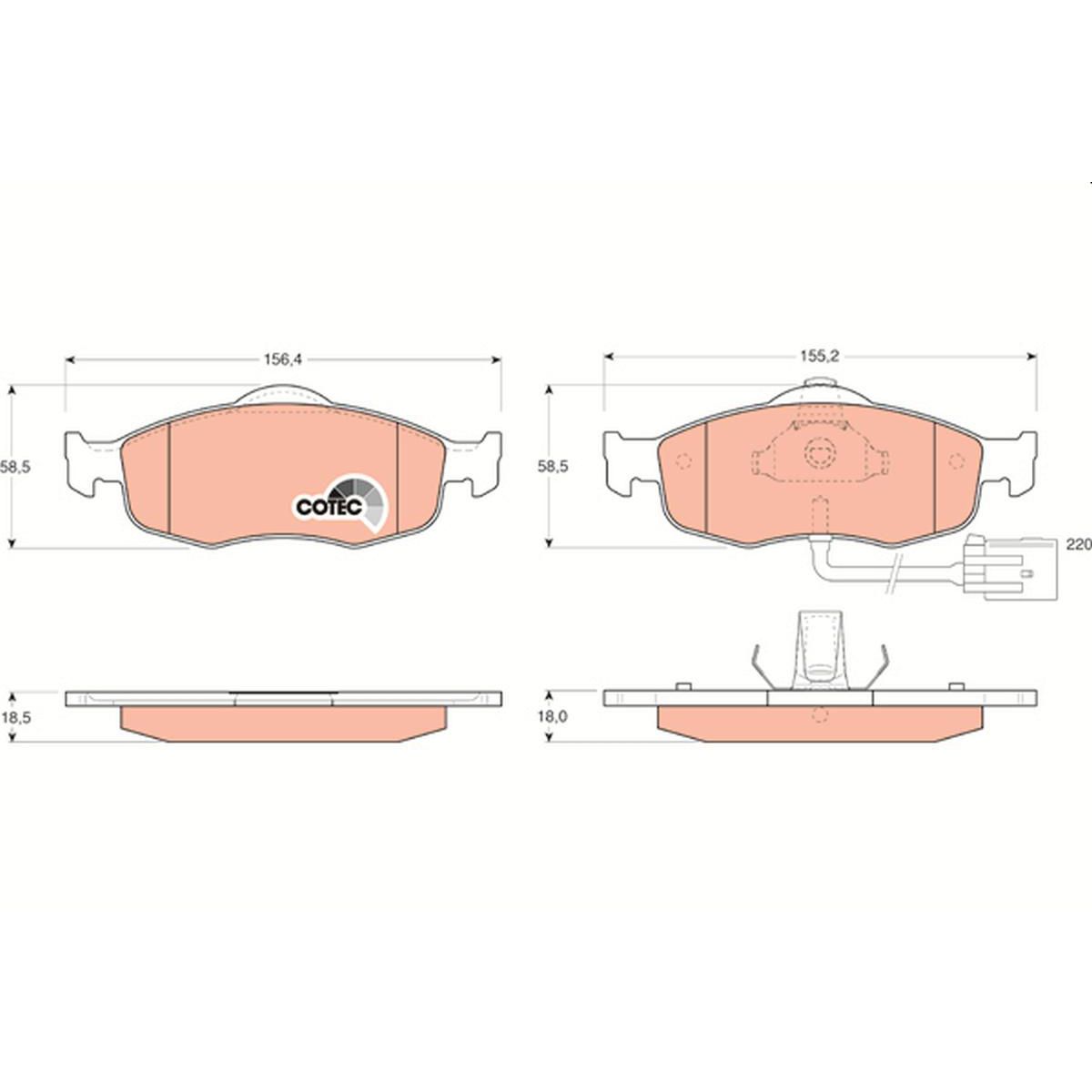 TRW Cotec Brake Pad Set Front GDB1108