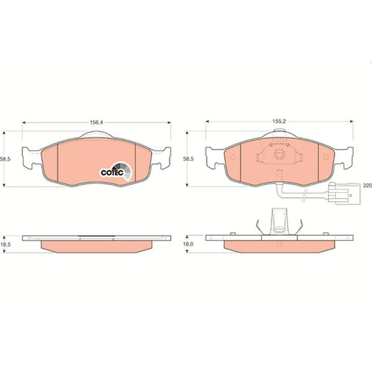 TRW Cotec Brake Pad Set Front GDB1108