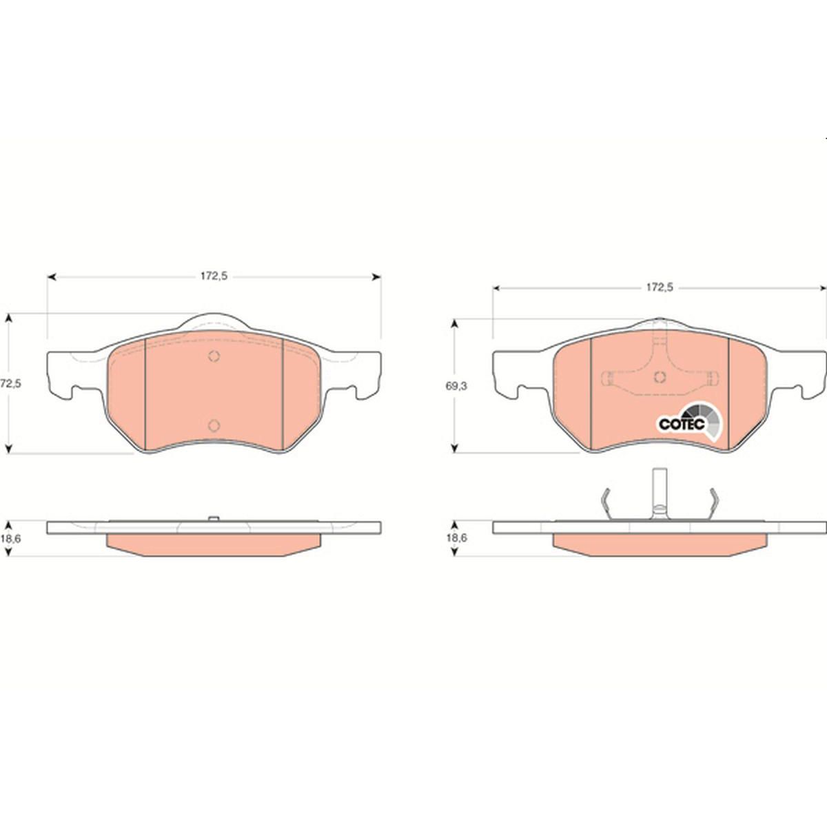 TRW Cotec Brake Pad Set Front GDB4128
